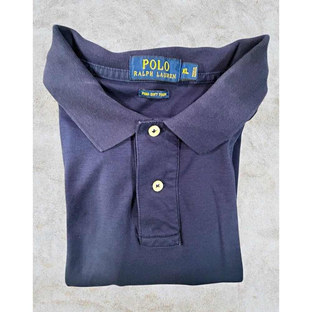 Polo Ralph Lauren Pima Soft Touch Mens XL Navy Polo Shirt Short Sleeve Golf